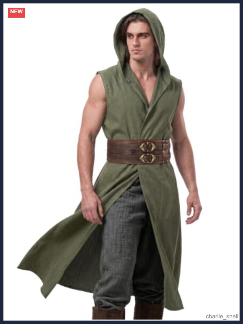 Hooded Surcoat Renaissance Medieval LARP Costume Vest Tunic